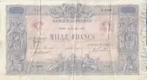 France 1000 Francs - Rose and Blue - 22-06-1917 - Serial X.1068