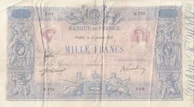 France 1000 Francs - Rose et Bleu - 10-02-1912 - S�rie B.770
