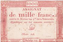 France 1000 Francs 18 Nivose An III - 7.1.1795 - Sign. Darnaud - Serial 229