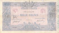 France 1000 Francs Blue on lilac - 13-06-1917 - Serial Q.1060 -  G+