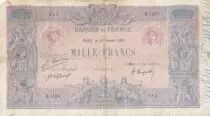 France 1000 Francs Blue on lilac - 22-02-1921 - Serial R.1524 - Good