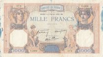 France 1000 Francs Ceres and Mercury - 02-02-1939 - Serial V.6265