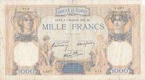 France 1000 Francs Ceres and Mercury - 02-11-1939 - Serial S.8077