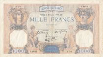 France 1000 Francs Ceres and Mercury - 08-02-1940 - Serial E.8822