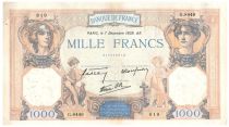 France 1000 Francs Ceres and Mercury - 08-12-1939 Serial G.8449 - VF