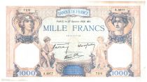 France 1000 Francs Ceres and Mercury - 27/10/1938 Serial A.4977 - VF