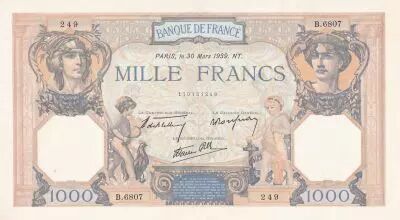 France 1000 Francs Ceres and Mercury - 30-03-1939 - Serial B.6807