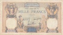 France 1000 Francs Ceres and Mercury - 30-03-1939 - Serial U.7052