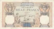 France 1000 Francs Ceres and Mercury - 30-03-1939 - Serial V.6832