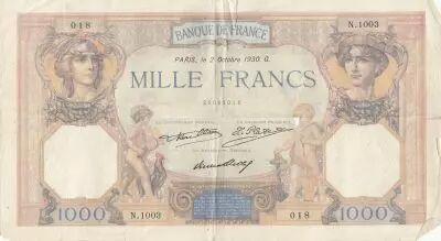 France 1000 Francs C�r�s et Mercure - 02-10-1930 - S�rie N.1003