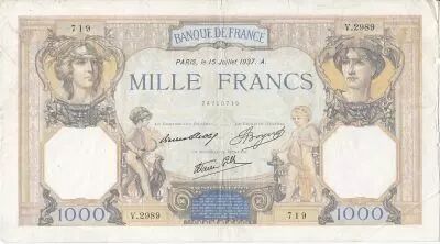 France 1000 Francs C�r�s et Mercure - 15/07/1937 S�rie V2989