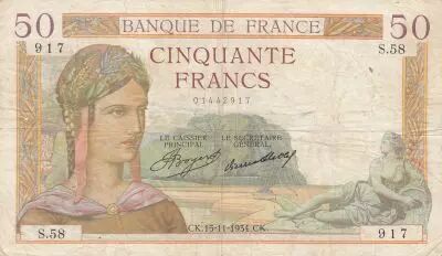 France 1000 Francs C�r�s et Mercure - 30-03-1939 - S�rie S.58