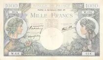 France 1000 Francs Commerce and Industry - 24-10-1940 Serial W.414 - VF+