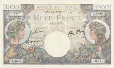 France 1000 Francs Commerce et Industrie - 06-07-1944 - S�rie A.3620