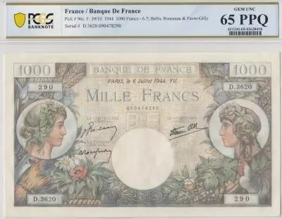 France 1000 Francs Commerce et Industrie - 06-07-1944 - S�rie D.3620