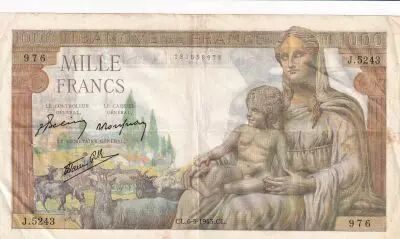 France 1000 Francs D�esse D�m�ter - 06-05-1943 - S�rie J.5243