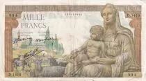 France 1000 Francs Demeter - 24-09-1942 - Serial D.1419