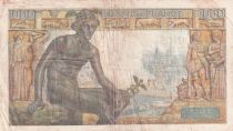 France 1000 Francs Goddess Demeter  - 07-01-1943 - Serial W.2484