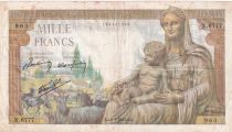 France 1000 Francs Goddess Demeter  - 08-07-1943 - Serial X.6777