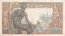 France 1000 Francs Goddess Demeter  - 10-12-1942 Serial O.2171