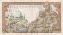 France 1000 Francs Goddess Demeter  - 27-05-1943 - Serial B.5920