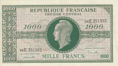France 1000 Francs Marianne - 1945 Lettre E - S�rie 24 E - SUP+