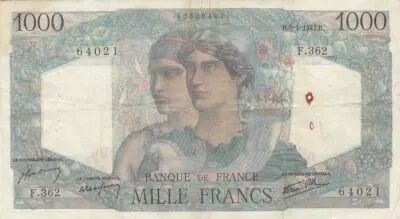 France 1000 Francs Minerva and Hercules - 09-01-1947 - VF