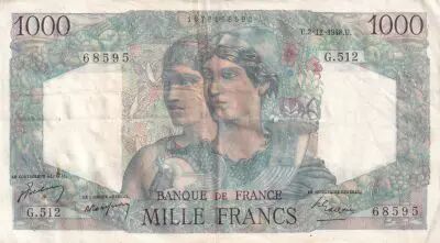 France 1000 Francs Minerve et Hercule - 02-12-1948 - S�rie G.512 - TTB+