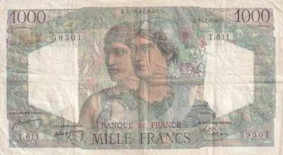 France 1000 Francs Minerve et Hercule - 03-11-1949 - S�rie T.611 - F.41.29