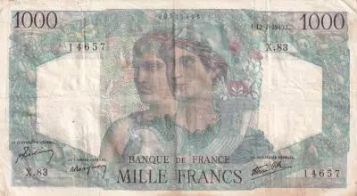 France 1000 Francs Minerve et Hercule - 12-07--1945 - S�rie X.83 - TTB