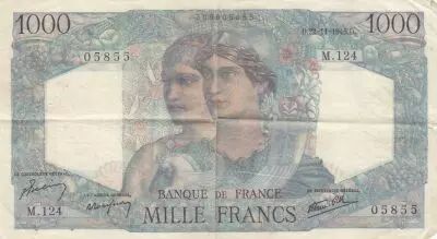 France 1000 Francs Minerve et Hercule - 22-11-1945 - S�rie M.124