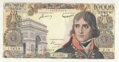 France 10000 Francs - Bonaparte - 07-06-1956 - Serial J.14
