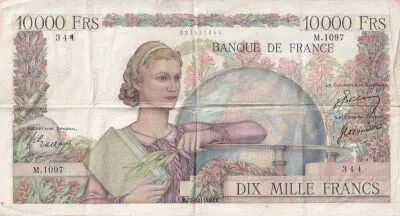 France 10000 Francs - G�nie Fran�ais - 21-12-1950 - Serial M.1097 - P.132