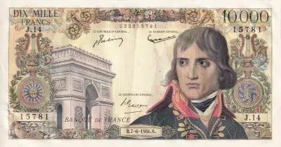 France 10000 Francs Bonaparte - 07-06-1956 Serial J.14 - XF to AU