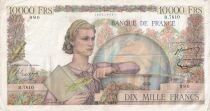 France 10000 Francs Young woman with book and globe - 04-11-1954 - Serial B.7810