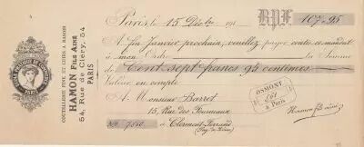 France 107.95 francs - Bank cheque receipt - Besan�on -27-01-1912