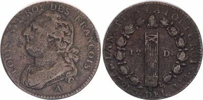 France 12 Deniers - Louis XVI - King of Fran�ois - 1792 T. Saumur