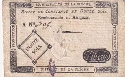 France 12 Sols - Sarthe - Municipalit� de la Fl�che - S�rie B - 1791