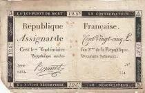 France 125 Livres - 7 Vend&eacute;miaire An II - 1793 - Sign. Brunet  - Serial 1212