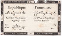 France 125 Livres - 7 Vendémiaire An II - 1793 - Sign. Fernoire - VG to F