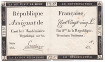 France 125 Livres - 7 Vendémiaire An II - 1793 - Sign. Laurier - VF+