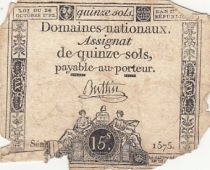 France 15 sols - Femmes, bonnet phygien (24-10-1792) - Sign. Buttin - Série 1575