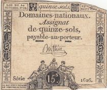France 15 sols - Femmes, bonnet phygien (24-10-1792) - Sign. Buttin - Série 1626