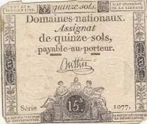 France 15 sols - French Revolution (04-01-1792) - Sign. Buttin - Serial 1077