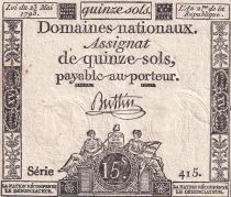 France 15 Sols - Liberté et Droit - 23-05-1793 - Sign. Buttin - Série 415 - L.166