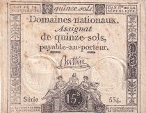 France 15 Sols - Liberté et Droit - 24-10-1792 - Sign. Buttin - Série 554
