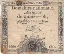 France 15 sols - Libert&eacute; et Droit (04-01-1792) - Sign. Buttin - S&eacute;rie 1820