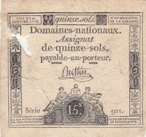 France 15 sols - Liberté et Droit (04-01-1792) - Sign. Buttin - Série 921