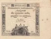 France 15 Sols - Libert&eacute; et Droit (23-05-1793) - Sign. Buttin - S&eacute;rie 1537
