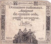 France 15 Sols - Liberty and Justice - 24-10-1792 - Sign. Buttin - Serial 1941